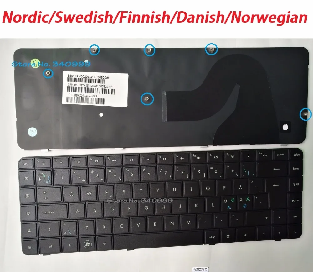 

New original Danish/Norwegian keyboard for HP 589301-DH1 599602-DH1 605922-DH1 606685-DH1 Finnish Swedish Nordic