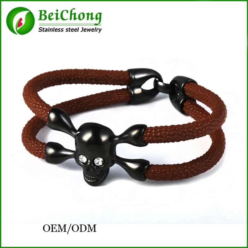 

(10 шт.) Высококачественный кожаный браслет под заказ, новый бейсбольный браслет с черепом, роскошный мужской браслет с черепом ручной работы