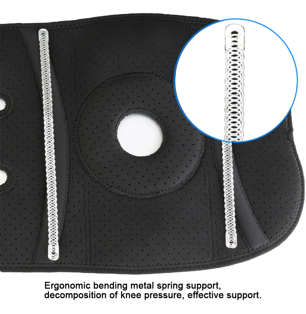 Регулируемые спортивные наколенники для ног, наколенники, защитные накладки, рукав, крышка, защита от коленной чашечки, 2 пружины, один размер, черный B05