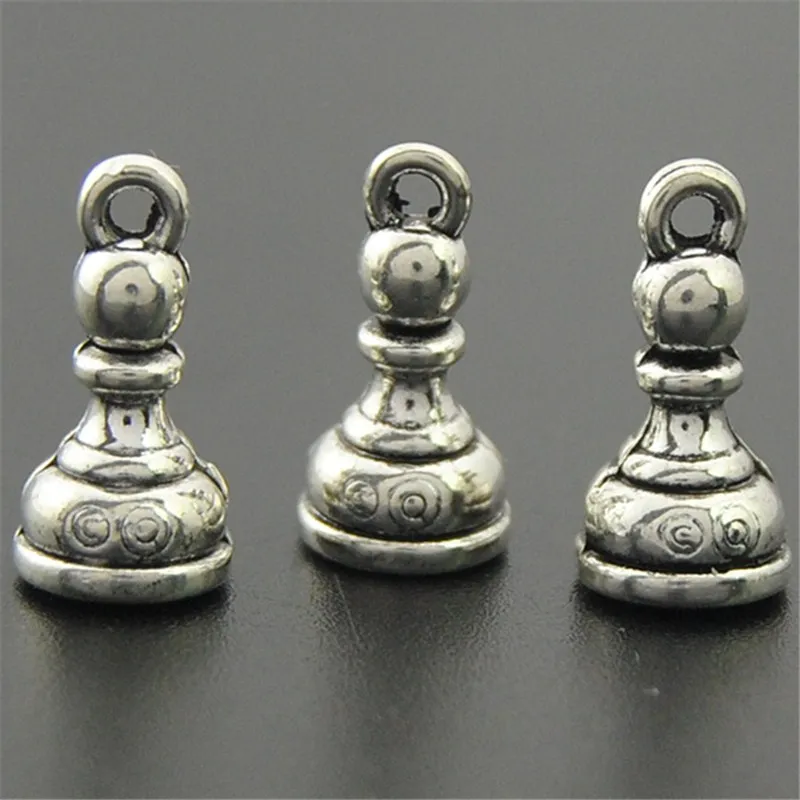 20PCS Antique Silver Zinc Alloy Chess Pendant Charms For DIY Jewelry