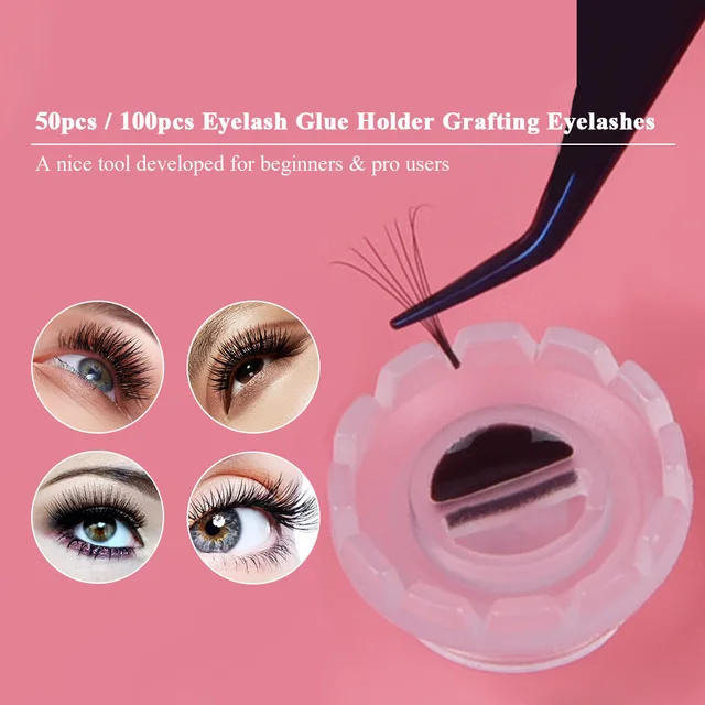 50pcs/100pcs Eyelash Glue Holder Grafting Eyelashes Quick Blossom Cup