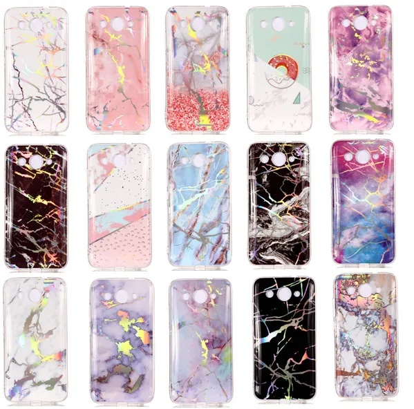 

Colorful Laser Marble Soft TPU Phone Case For Huawei Y3 Y5 Y6 Y7 Prime 2018 Version Back Cover