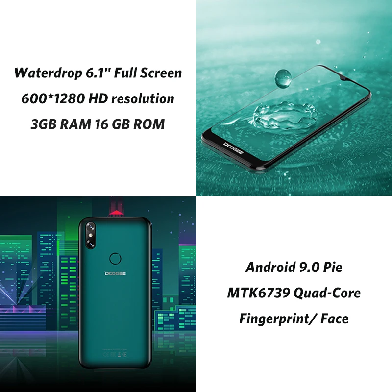 DOOGEE Y8 3 ГБ 16 мобильный телефон Android 9 0 6 1 дюймов FHD экран капля воды 19:9 полный