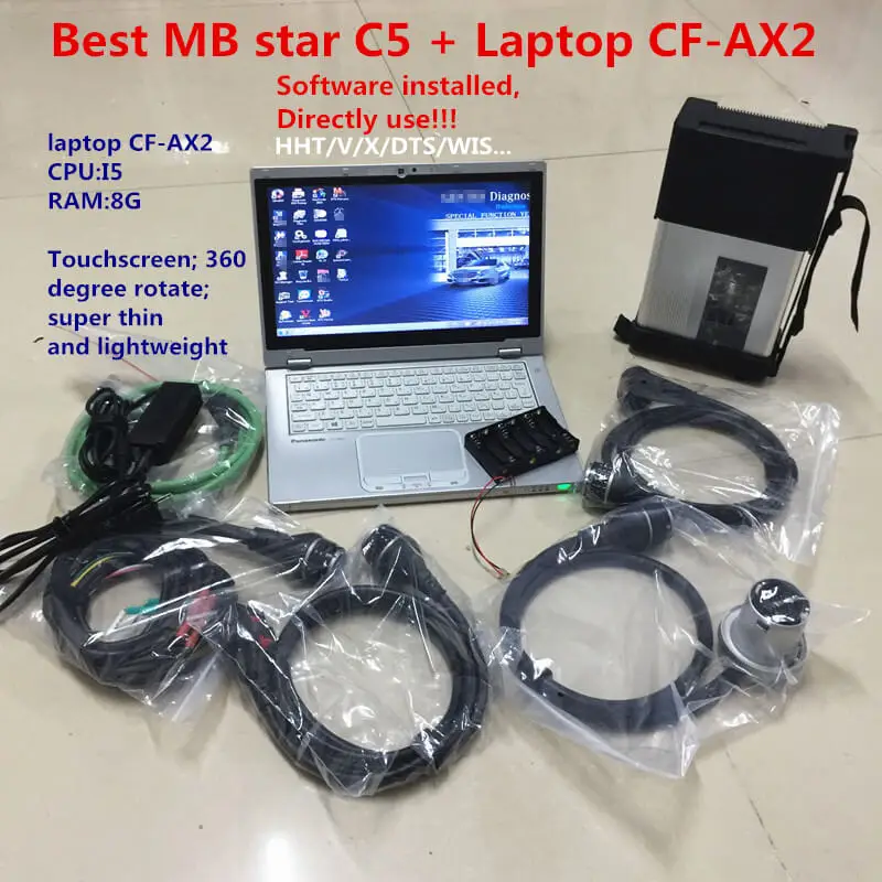 CF-AX2 ноутбук i5 8G новейшее программное обеспечение MB Star C5 SD Подключение C5 диагностический инструмент mb star c5 HHT/vediamo/X/DAS/DTS полный набор