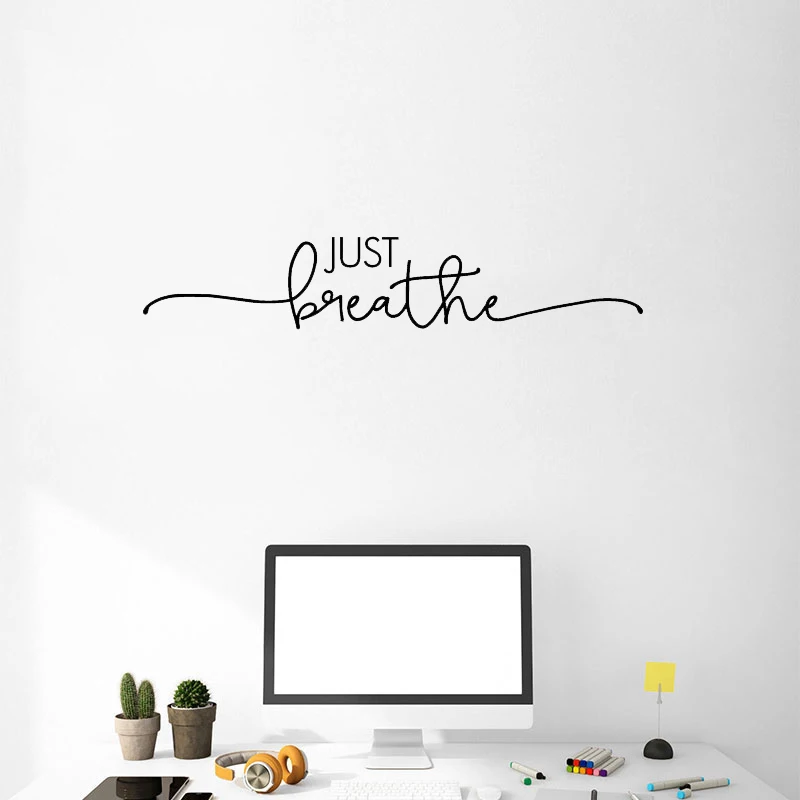 

STIZZY Wall Decal Girls Beauty Spa Salon Wall Sticker Quote Just Breathe Bathroom Relax Vinyl Home Decor Interior Design DIYA404