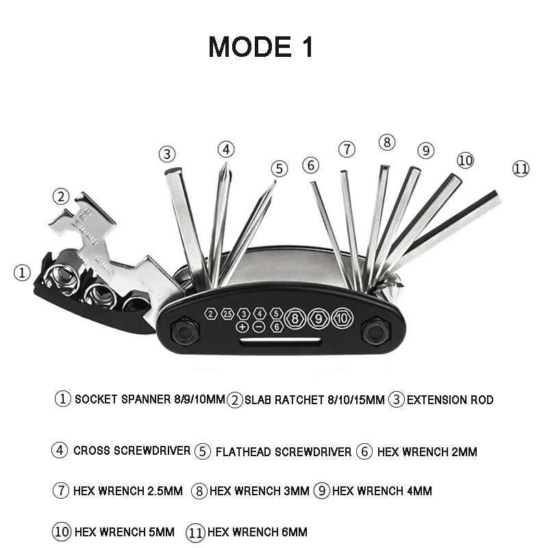 16 в 1 Многофункциональный велосипед набор инструментов для ремонта шестнадцатеричный круглая отвертка цепи инструмент для ремонта горный велосипед Ремонтный набор мультиинструмент Multi Tool - Цвет: mode 1