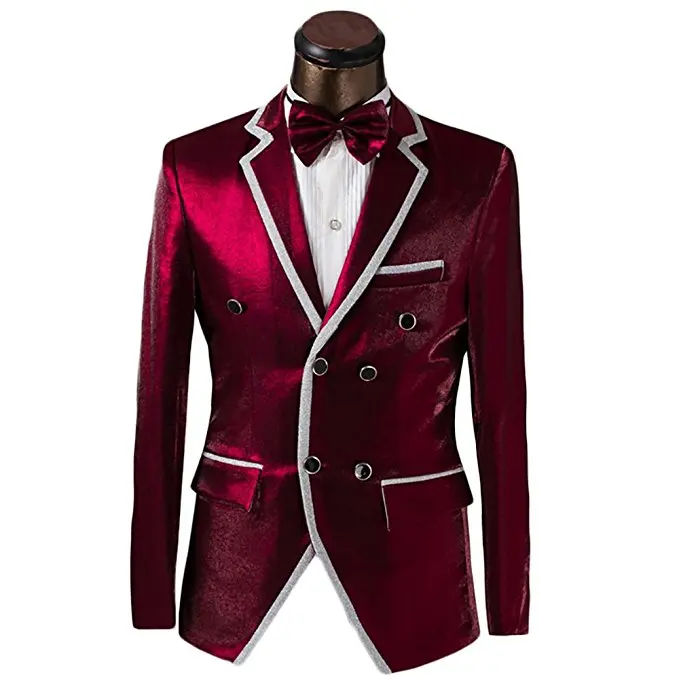2017 Latest Coat Pant Designs Red Notch Lapel Two Buttons Men Suits