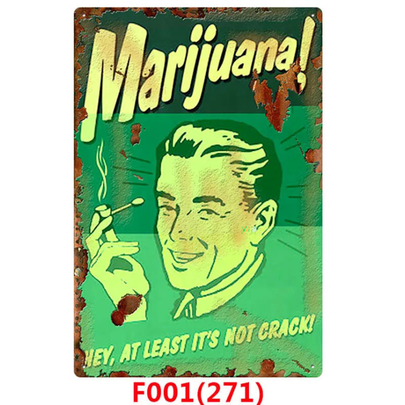 California Weed Retro Metal Tin Signs Poster Marijuana Vintage Tinplate Poster Bar Cafe Wall Decoration Poster 20*30cm - Color: Chocolate