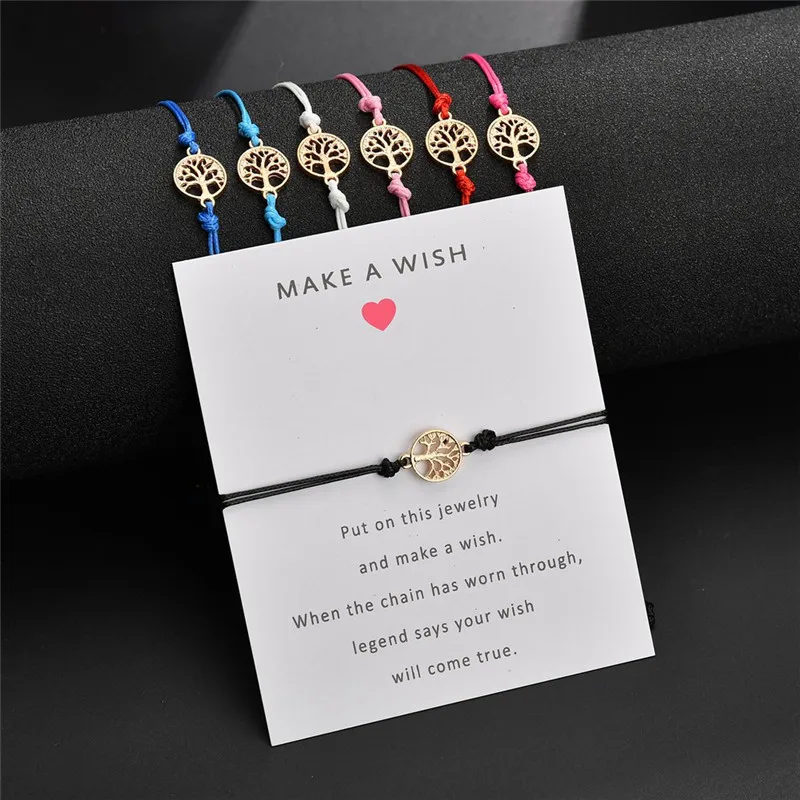 

ucky Red Thread Adjustable Wish Bracelets For Women Men Kids Gold Life Tree Charm Bracelet Best Gift For Birthday