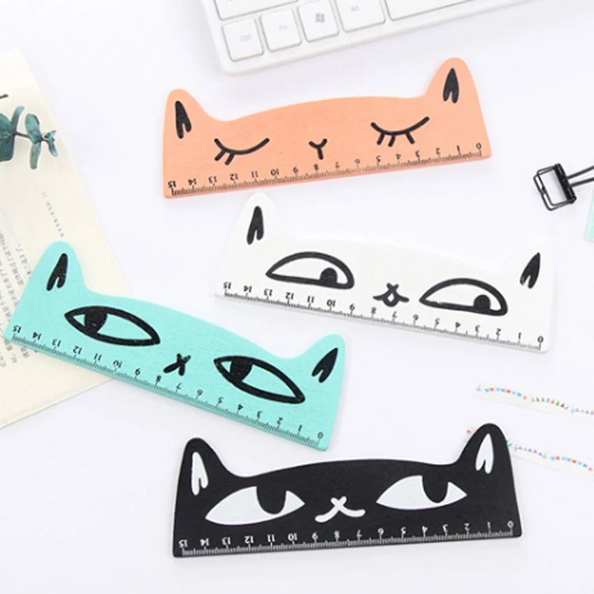 1 шт. Kawaii cat Дизайн линейка забавные канцелярские деревянные линейки офисные аксессуары школьные товары для учебы детей