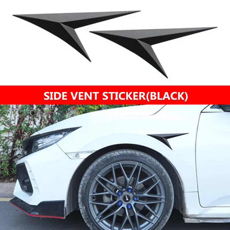 Piezas exteriores de 2 piezas de fibra de carbono ABS cubierta de emblema de cubierta lateral para Honda Civic 2016-2017 cromo estilo