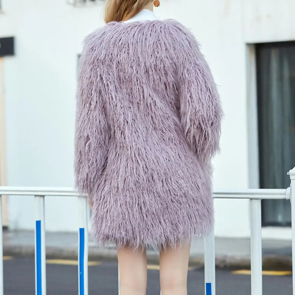 Long Automne Furry Femme Hiver Cheveux Chaud Épaississent Imitation Mode Manteau Fausse Longues Manches Longs À lavande Vestes Fourrure Manteaux Green qPwxfgE