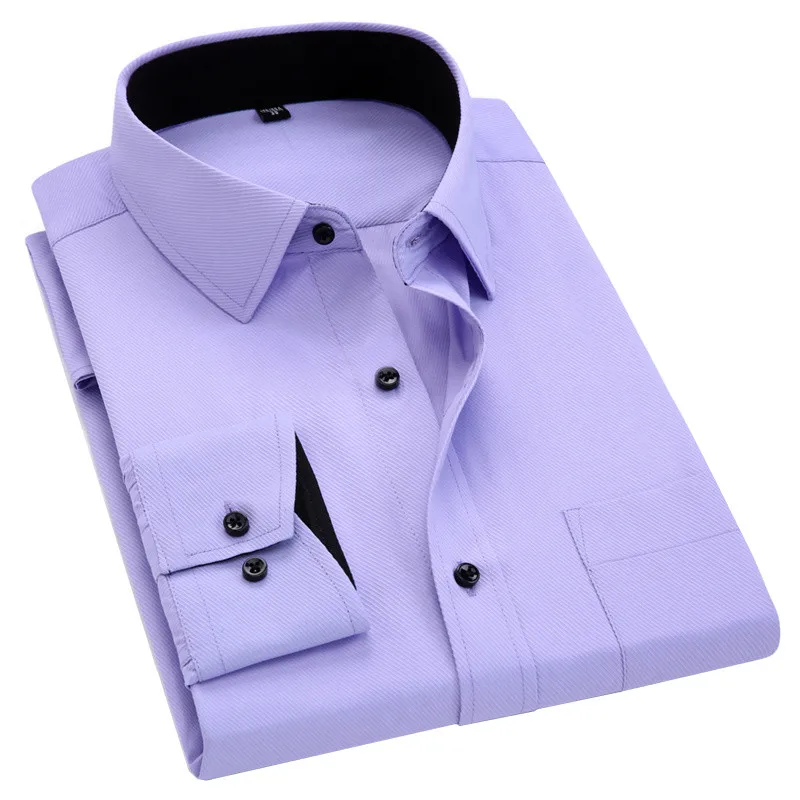 

Men Long Sleeved Shirt Slim Fit Style Design Solid Color Business Casual Dress Shirt Male Social Brand Men Clothing 2019 New