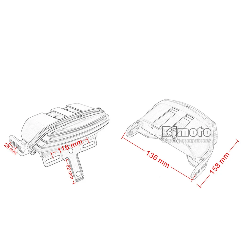 BJMOTO для Harley FXST, FXSTB, FXSTC, FXSTS и FLSTSB мотоцикл прозрачный три-бар крыло светодиодный задний тормозной светильник+ кронштейн