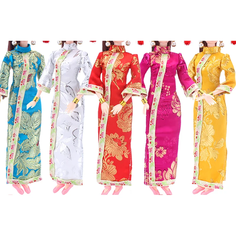 1 шт., уникальное платье, одежда Чонсам+ головной убор с флагом, вечернее платье для куклы, китайское традиционное платье, кукольные аксессуары ручной работы