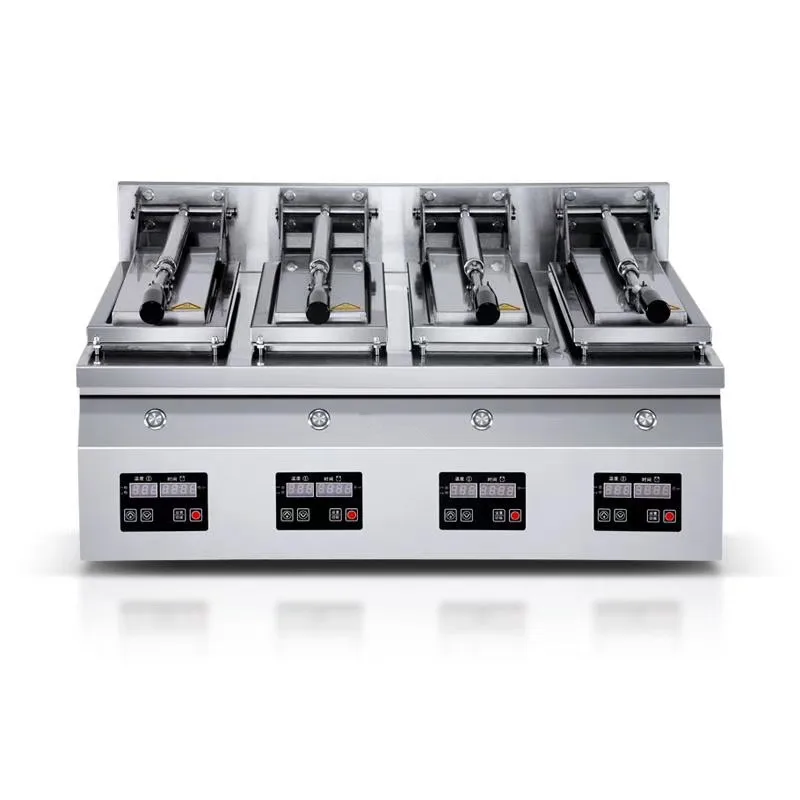 

Snack Bar Restaurant Equipment Automatic 4 heads dumpling cooker Fry Machine / electric frying machine on sale