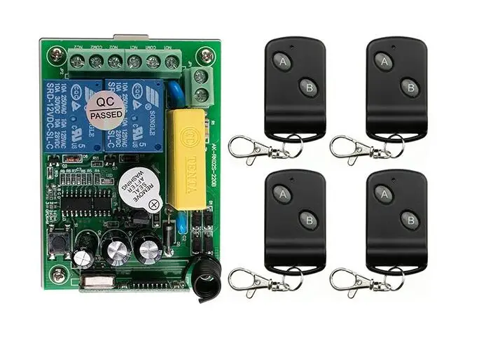 

AC220V 2CH 10A RF Wireless Remote Control Switch Transmitter with Two-button Receiver for Appliances Gate Garage Door