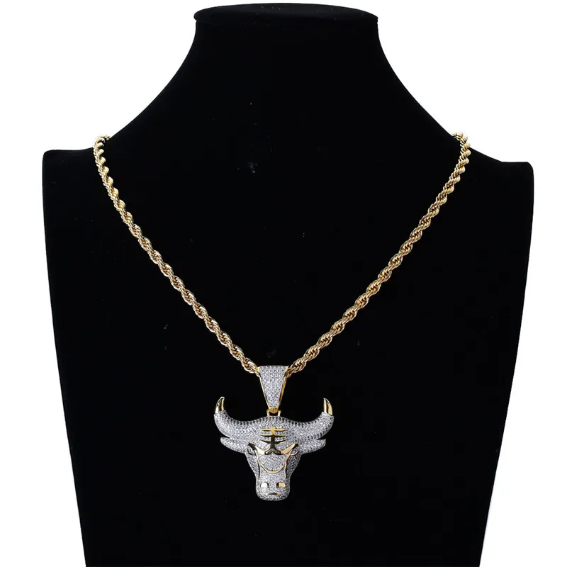 Ожерелье с подвеской в виде головы коровы, с золотой цепочкой, Новое поступление, ожерелье из циркона с микро-проложить, модные ювелирные изделия в стиле хип-хоп
