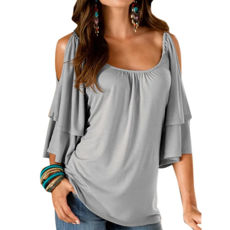 Summer Fashion Boho Women T Shirt Boho Casual Off Shoulder Shirt Casual