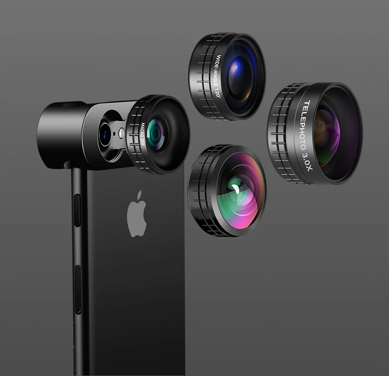 4k смартфон комплект объективов для камеры широкоугольный Макро Рыбий глаз телеобъектив Мобильный объектив для iPhone X XS 8 plus samsung xiaomi redmi note 5