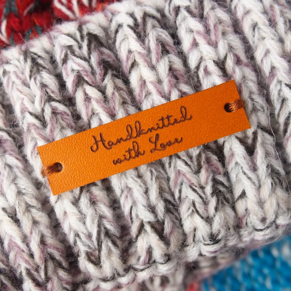 

Custom labels, centre fold leather labels, leather tags, knitting leather label, personalized leather labels (PB001)