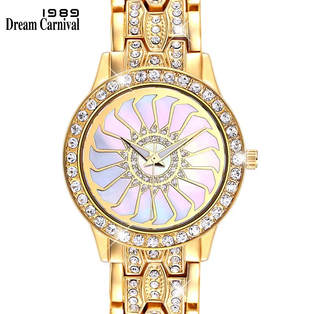 DremCarnival 1989 стильные часы новинка кварцевые часы женские часы с камнем повседневные - Цвет: Золотой