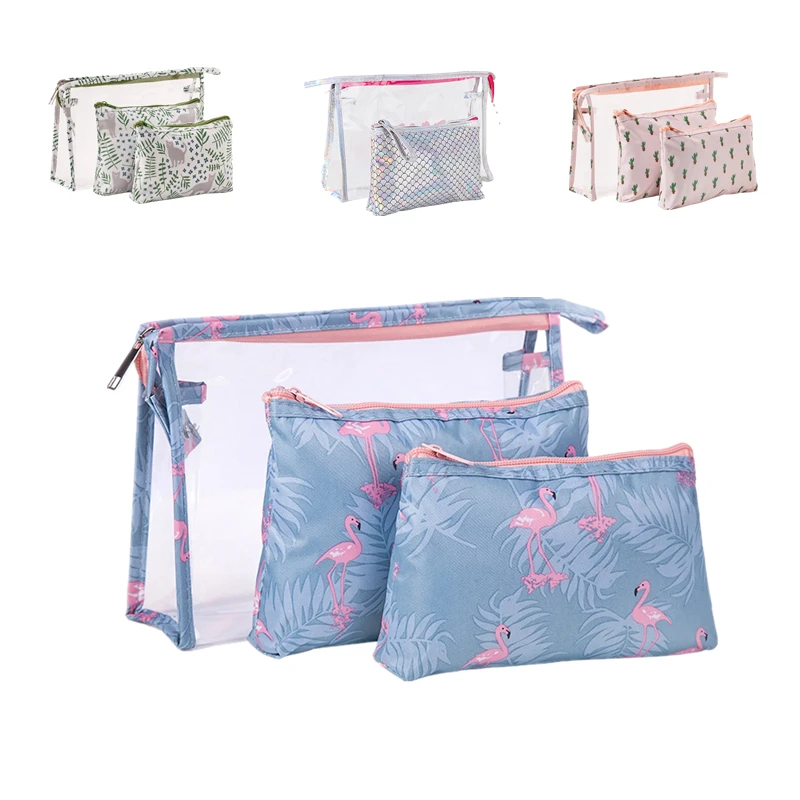 

3pcs/2pcs High Quality Travel Cosmetic Bag PVC Pouch Makeup Storage Toiletry Case Large-capacity Blosa Make Up Waterproof Design