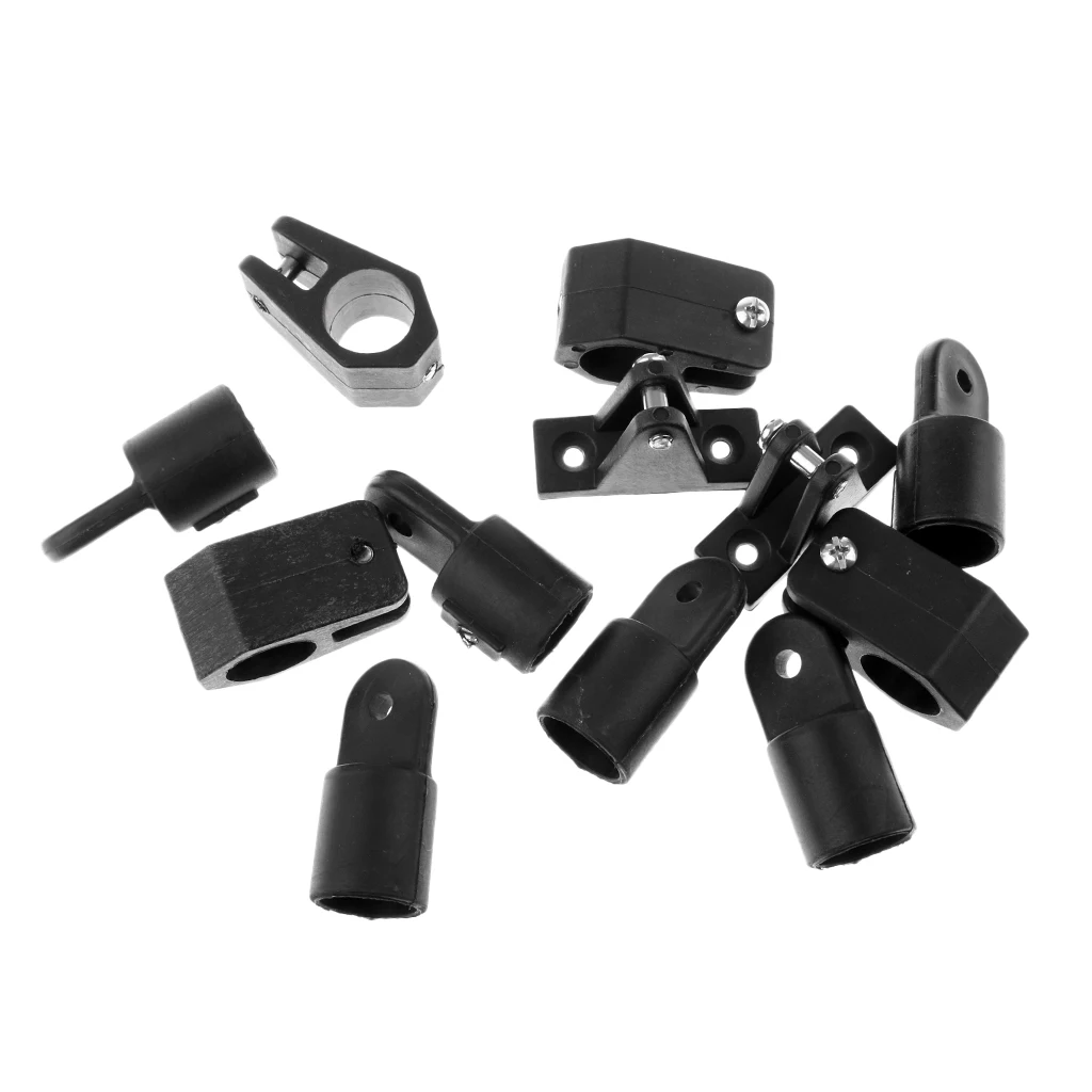 12pcs Set 7/8' Boat Bimini Top Nylon Fittings Includes 6pcs Eye End + 4pcs Jaw Slide + 2pcs Deck Hinge Nylon Boat