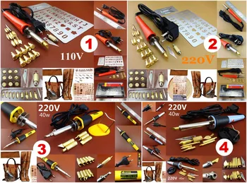 

4kinds 110/220V Leather Wood Craft Carving Pyrography Hot Burning Pen Soldering Iron Tool Set Sewing Carving Stitching Stamping