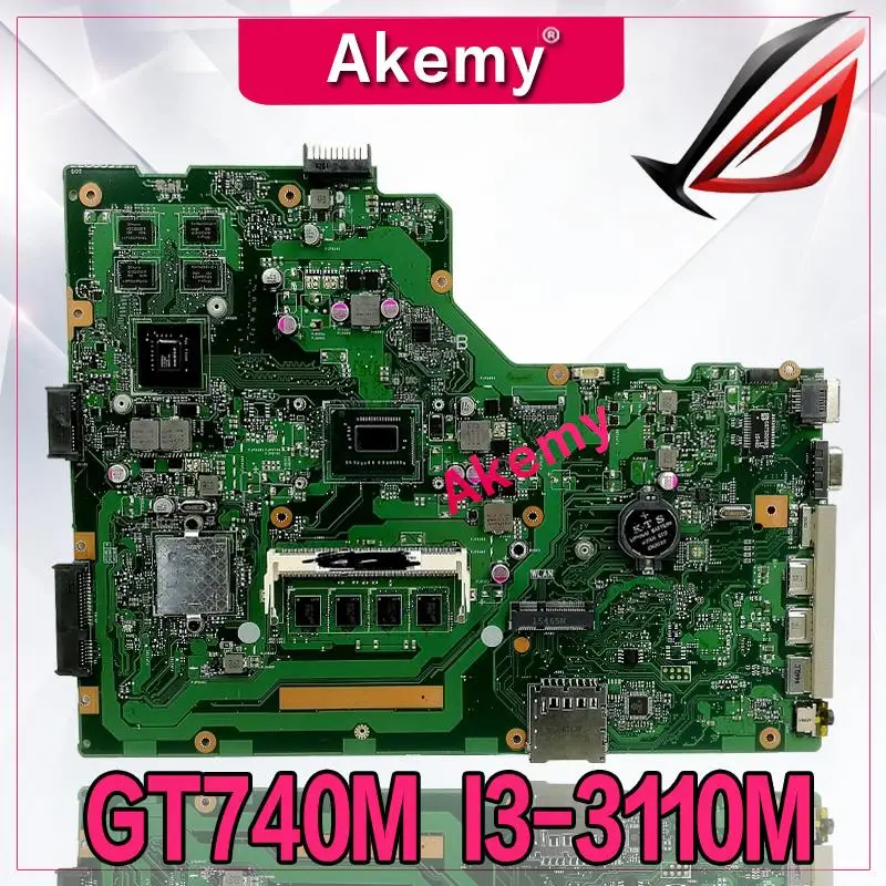 

Akemy X75VB Laptop motherboard for ASUS X75VB X75VD X75VC X75V Test original mainboard HM76 4G RAM GT740M I3-3110M
