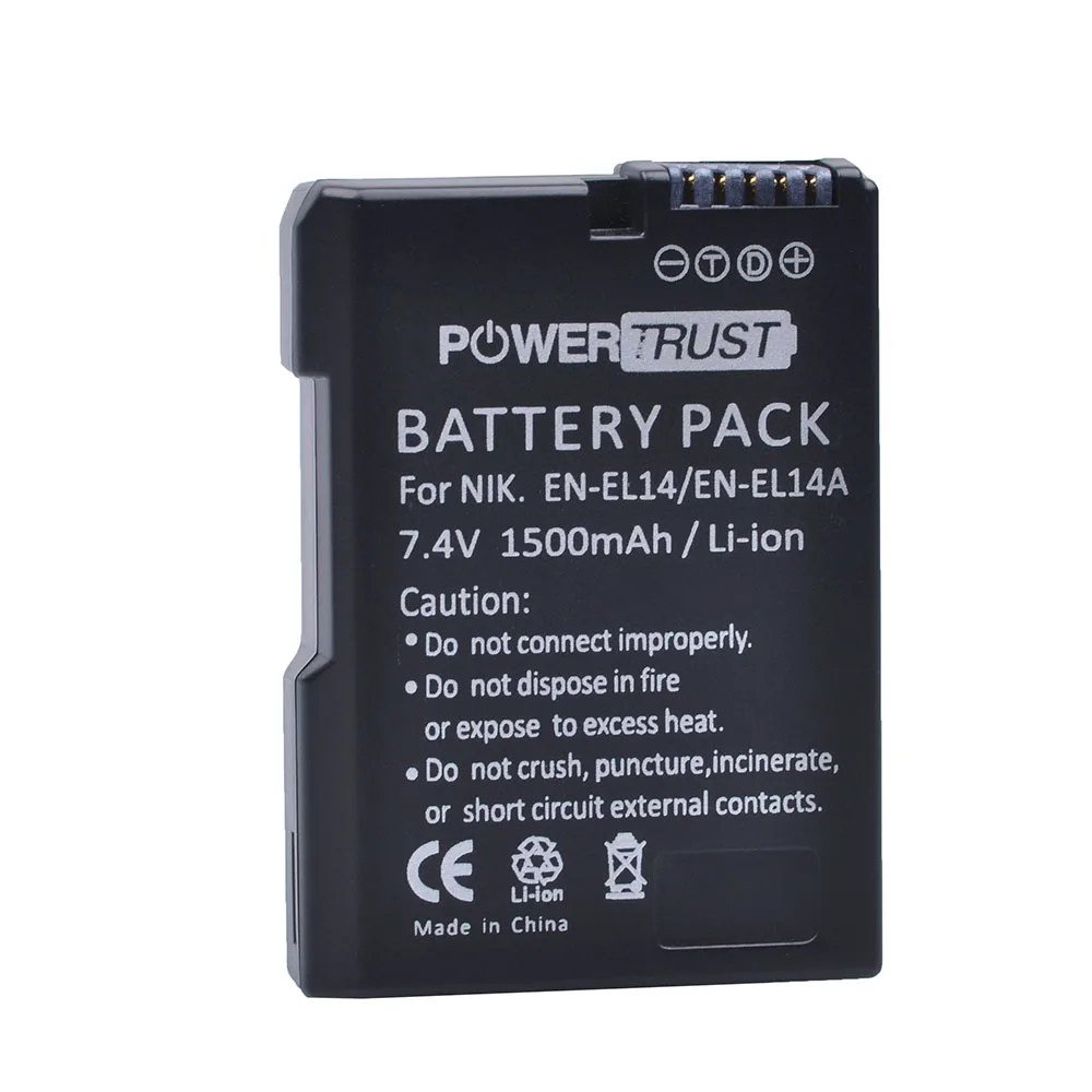 PowerTrust 1x1500 мА/ч, EN-EL14 EN-EL14a RU EL14 Батарея+ светодиодный Dual USB Зарядное устройство для Nikon D300 D5300 D5200 D5100 D3300 D3200 D3100