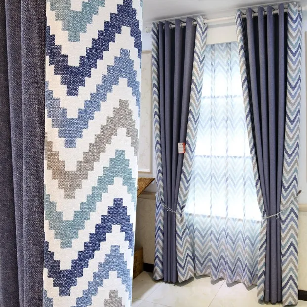 

NEW Fashion Geometric Custom Curtain Striped Mosaic Window Curtains for Living Room Bedroom Shading Nordic Day Type Cortina