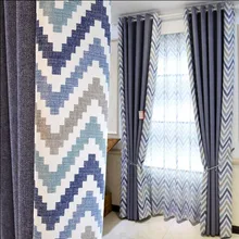 NEW Fashion Geometric Custom Curtain Striped Mosaic Window Curtains for Living Room Bedroom Shading Nordic Day Type Cortina