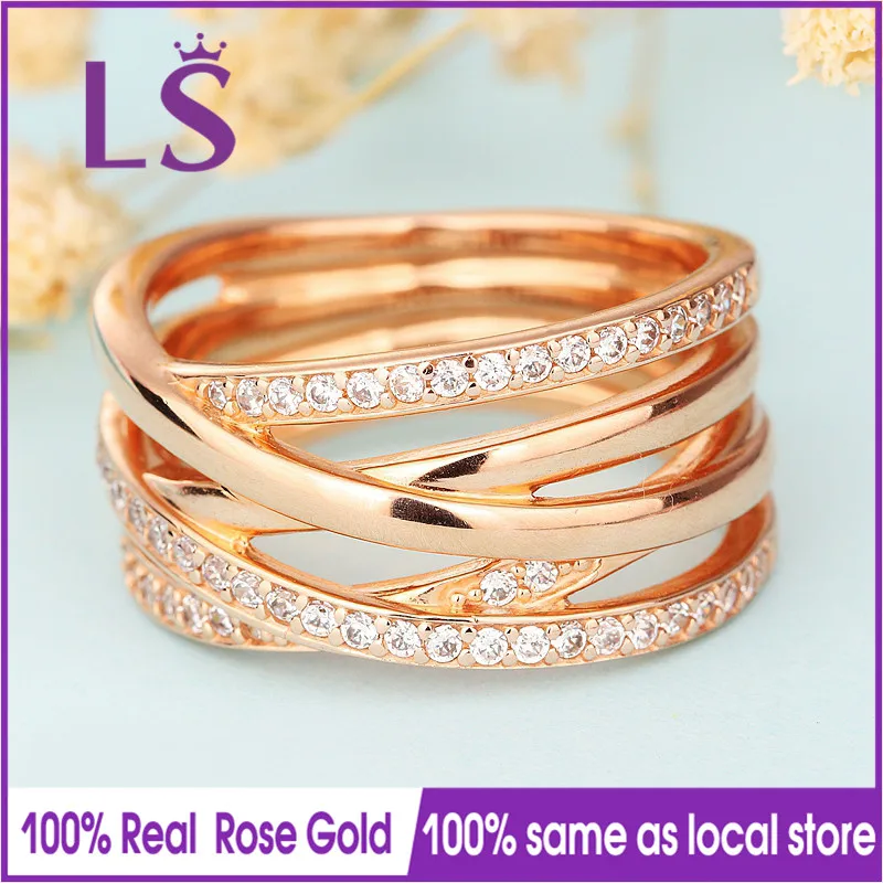 LS Hot Sale  Rose  Gold  Entwined Ring  Wedding  Rings  for 