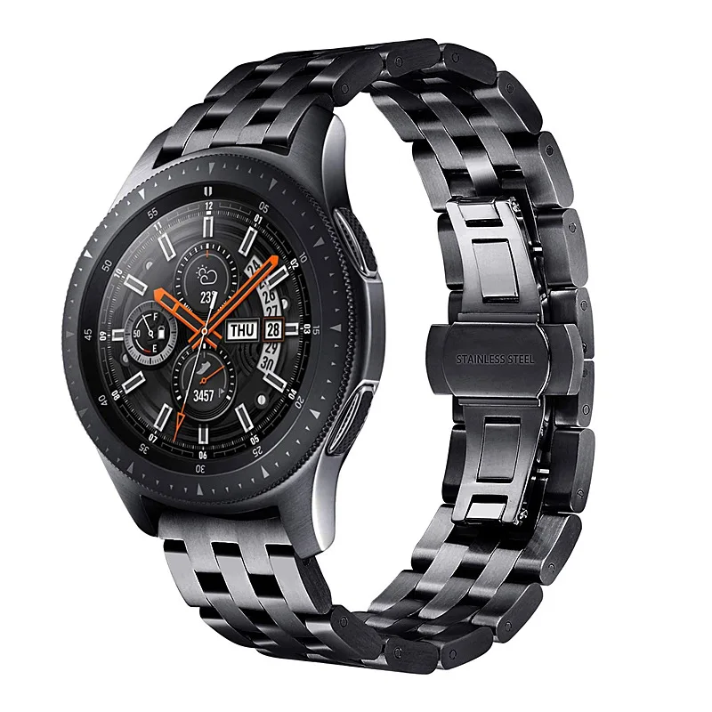 22 мм Нержавеющая сталь ремешок для часов для samsung Шестерни S3 Galaxy Watch 46 мм ремешок Застежка-бабочка браслет для huawei часы GT