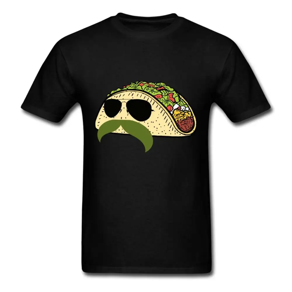 Funny Food Taco With Mustache And Sunglasses Men's T shirt Fashion Men T Shirt Free Shipping
