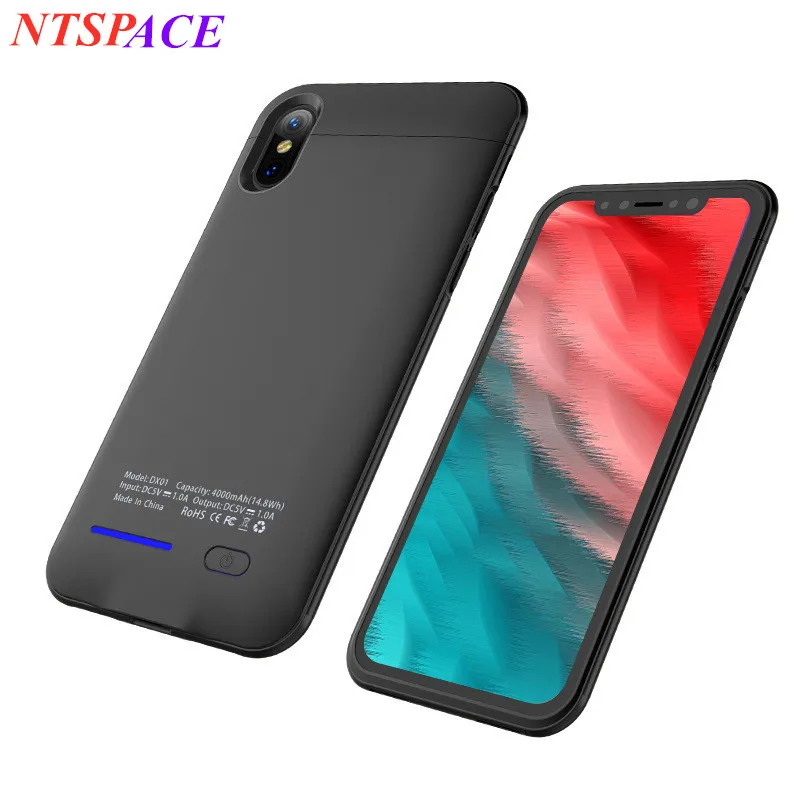 

NTSPACE Mobile Power External Battery Case 4000mAh Built-in car magnet For iPhone X Portable Charging Case Backup Battery Cover