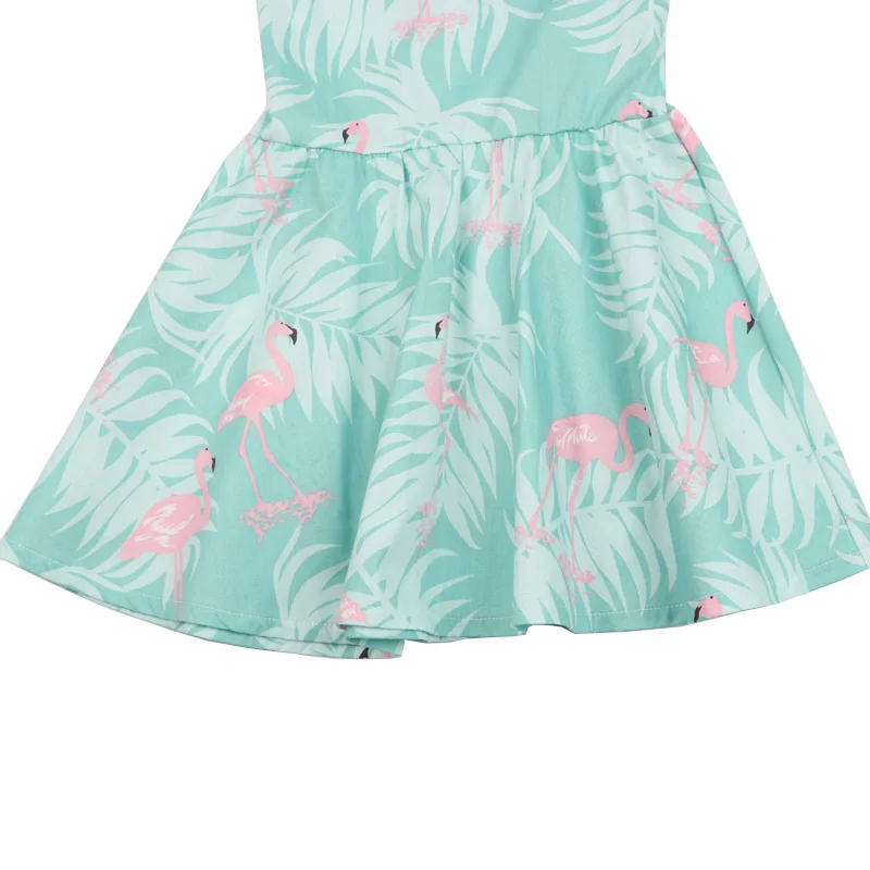 Fashion Kids Girl Summer Dresses Children Sleeveless Flamingo Print Cotton Dress Baby Grils Spring Summer Floral Clothing (6)