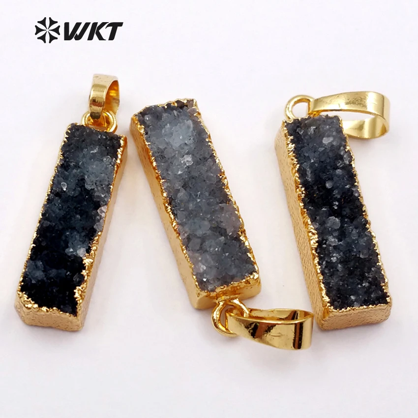 

WT-P1365 Wholesale natural stone pendant elegant black color long bar shape pendant high quality wholesale price about 6*23mm