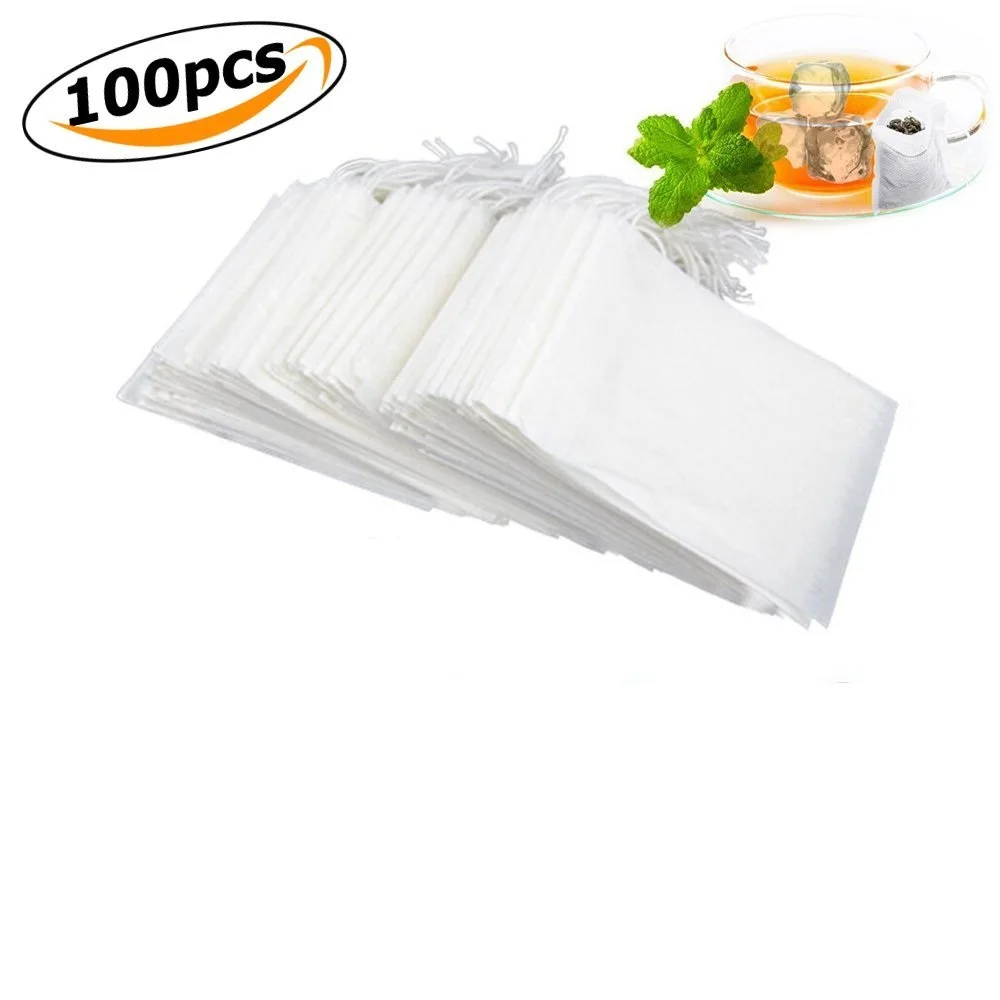 

Tea Filter Bags Disposable Drawstring Seal Filter Tea Bags Natural Infuser Drawstring Empty Bag (100pcs)
