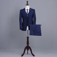 Последний дизайн пальто брюки бордовый темно-синий твидовый Жених приталенные смокинги 3 шт Мужские свадебные костюмы(куртка+ брюки+ жилет+ галстук) Терно