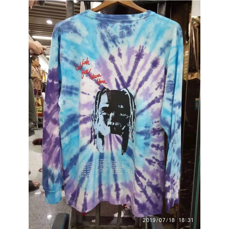 

【Real Pictures】ASTROWORLD TRAVIS SCOTT T Shirt The New 2019 Men Women TIE DYE Long Sleeve ASTROWORLD T shirts TOUR Tee
