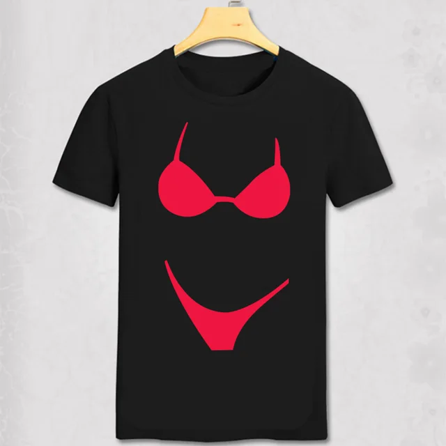 Novel New Fashion Man Cotton T Shirt Funny colors Sexy Bikini printed