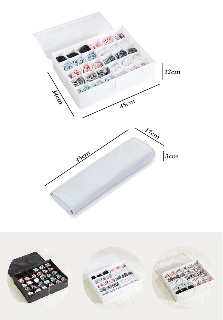 Non-woven Fabric Foldable Storage Box Bag Home Organizer Box Bra Underwear Box Necktie Socks Storage Organizer Case