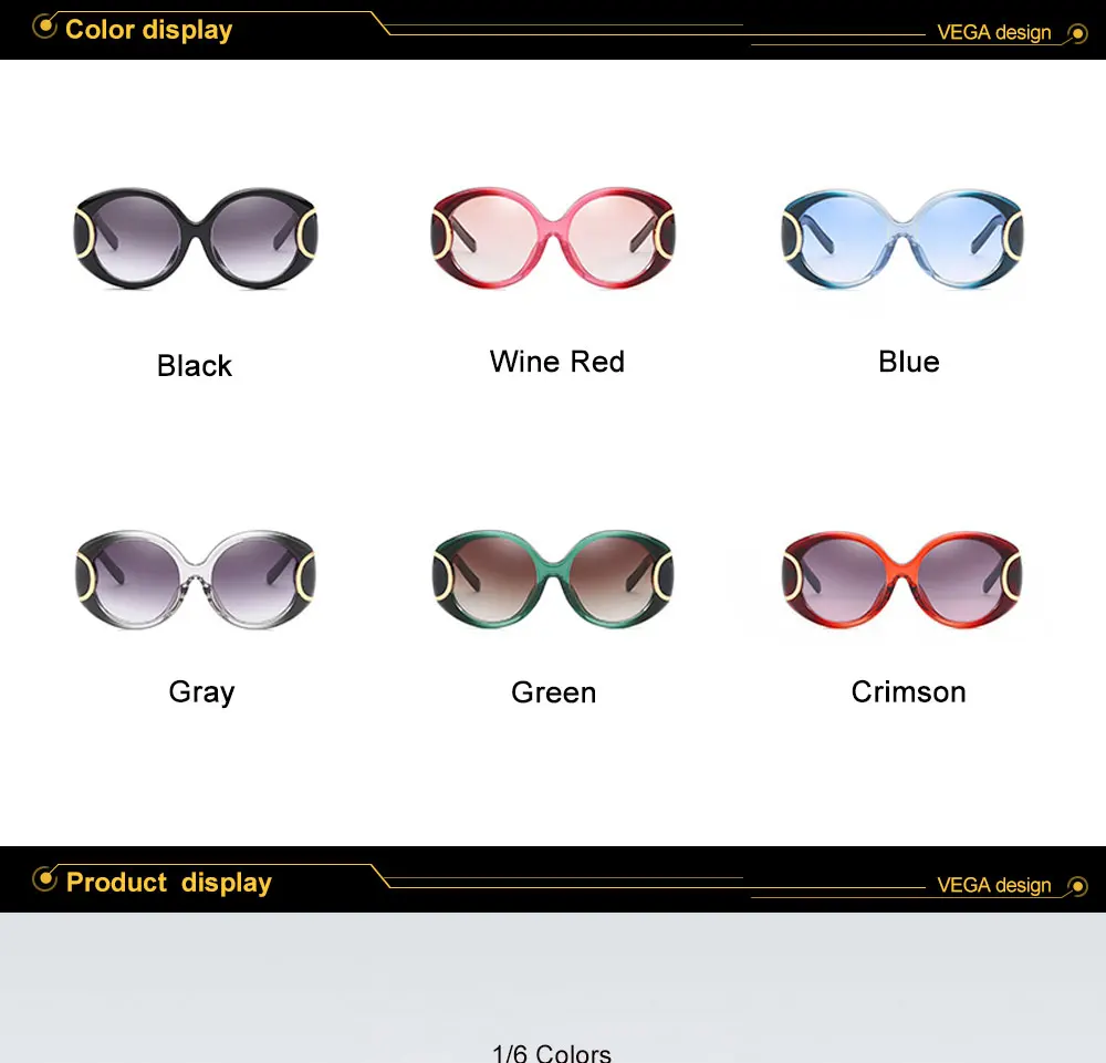 VEGA Eyewear Fashion Oval Sunglasses Women for Big Face Ladies Oversized Glasses with  ( (3)