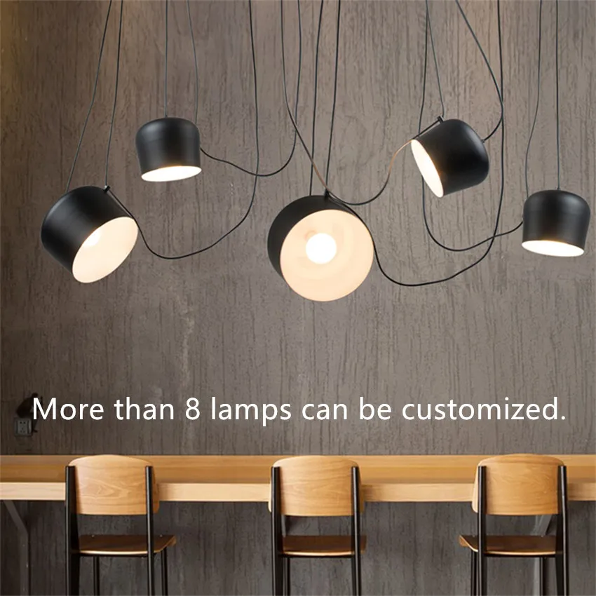 Sala de Jantar Vintage Retro Preto Tambor Lustre Pingente Lâmpadas Luminárias Decoração Industrial Chambre Lâmpada Pendurada Avize 7 Cheap Luzes de pendentes