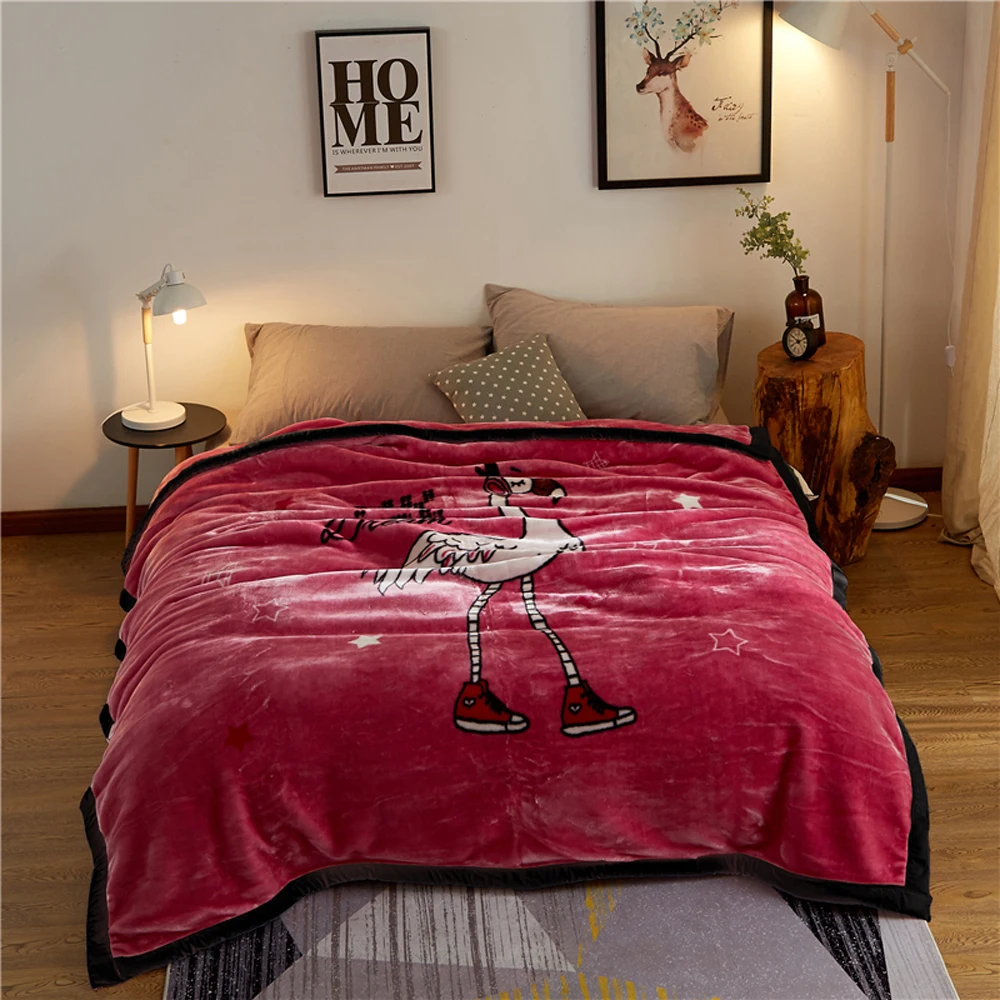 

2019 Red Flamingo Bird Soft Winter Print Thick Blanket Little Throws Raschel Microfiber Plaids Bedsheet Polyester