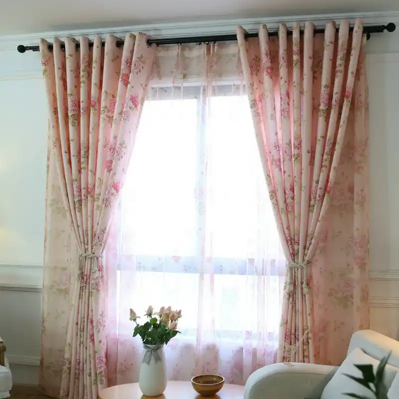 Floral Curtains For Living Room Window Bedroom Pink Small Floral