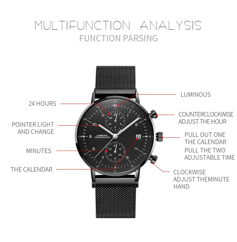 Бизнес черные наручные кварцевые часы с датой светящиеся стрелки календарь 24 часа минут водонепроницаемые мужские часы jam Tangan