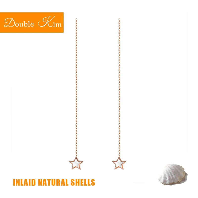 

Star Shell Drop Earrings Titanium Stainless Steel Inlaid Natural Shells Rose Gold Women Fashion Trendy Jewelry Gift Dropshipping